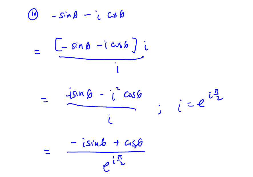 Expressing sin θ + i cos θ as r e^(iθ) and other variations